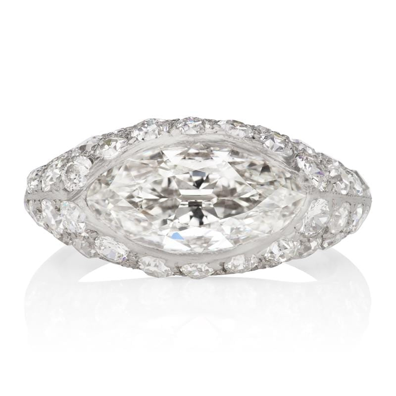 East West Marquise Diamond Halo Engagement Ring