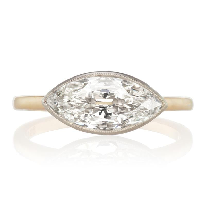 Horizontal Marquise Diamond Solitaire Engagement Ring