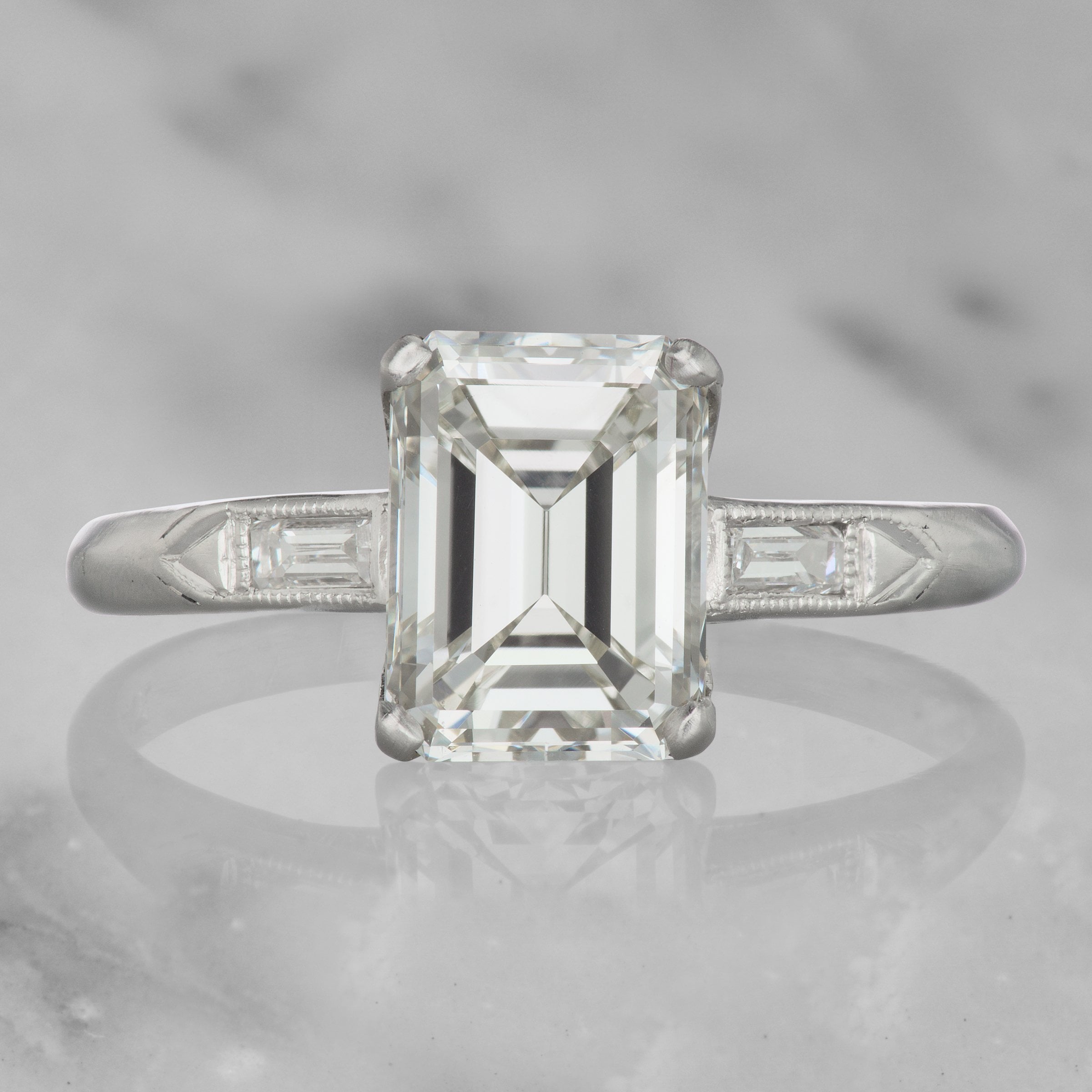 Platinum Emerald Cut Diamond Engagement Ring | Victor Barbone