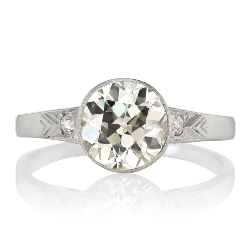 Art Deco Bezel Set Diamond Platinum Engagement Ring