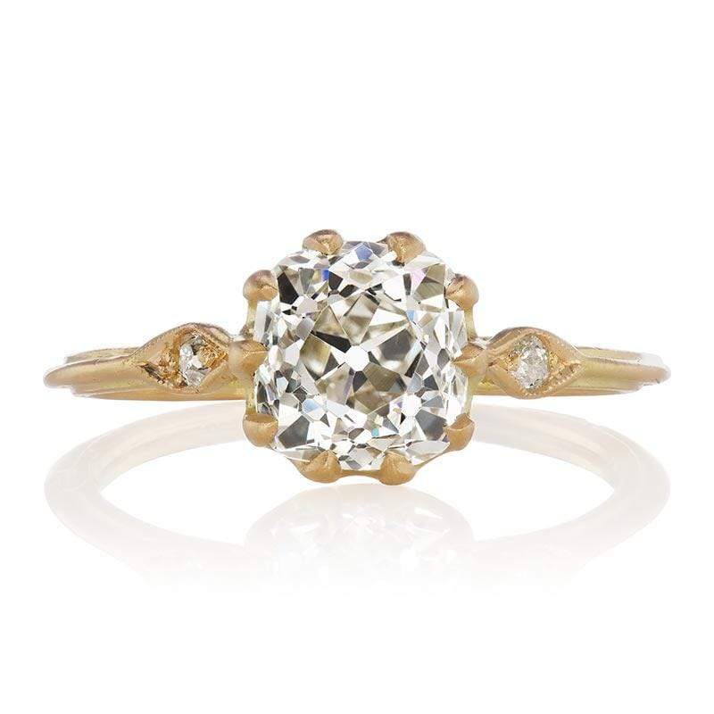 1.5 ct Old Mine Cut Engagement Ring with Side Stones
