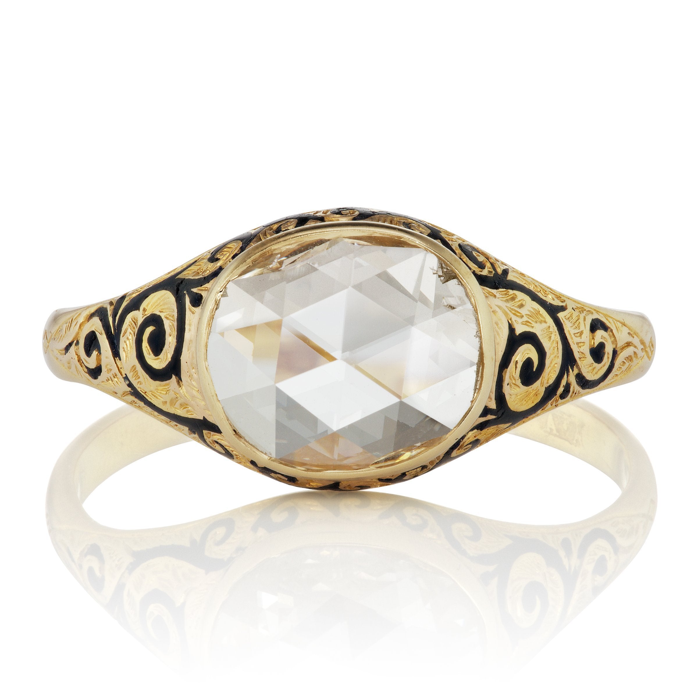 Oval Rose Cut Diamond Engagement Ring Circa Mid 1800s | Victor Barbone