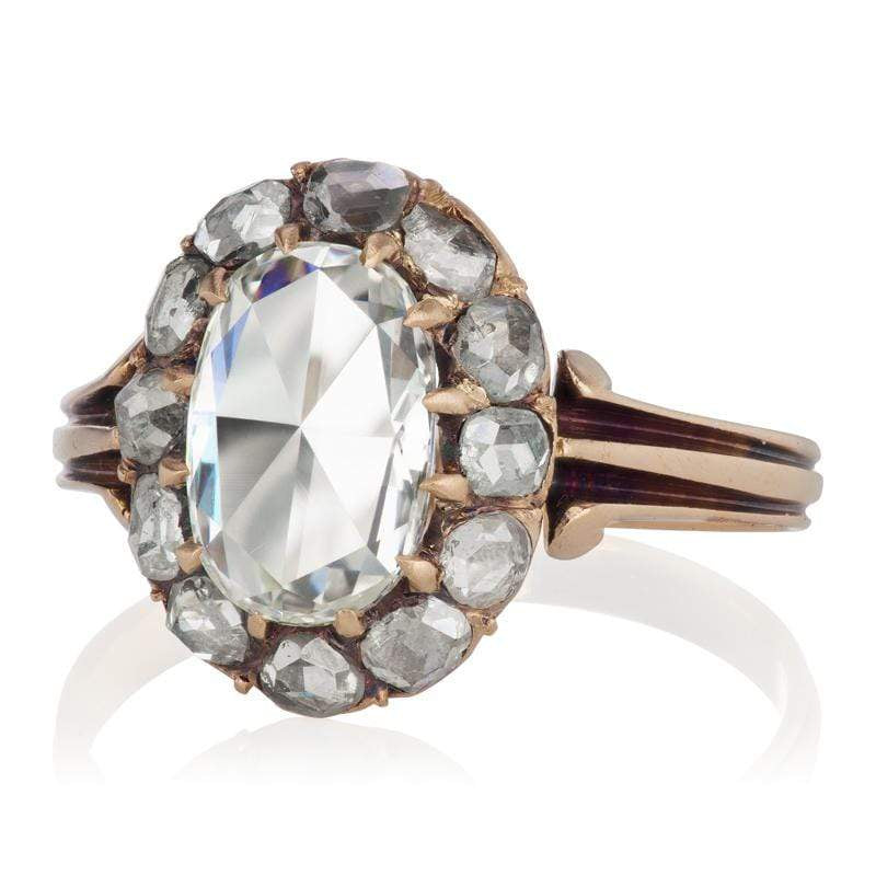 1.61ct Rose Cut Diamond diamond engagement ring