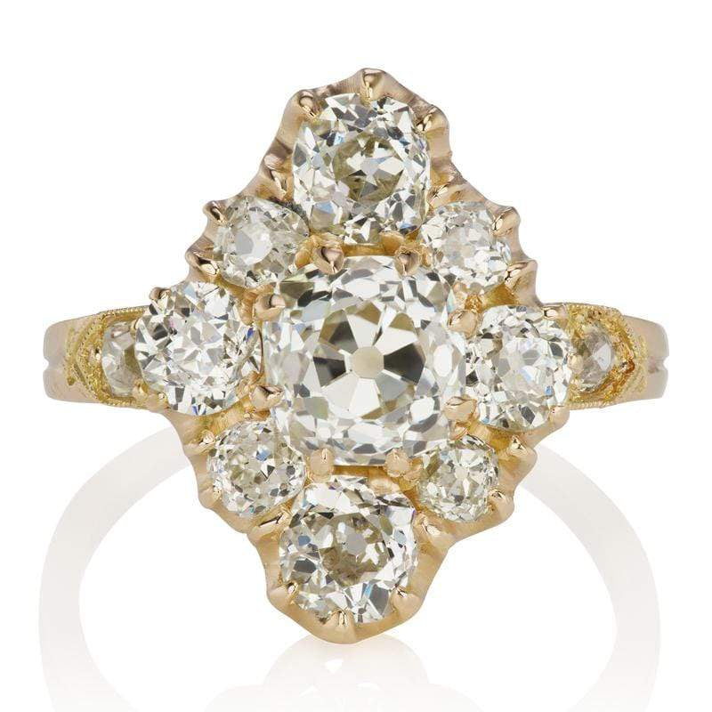 Marquise Shaped Cluster Engagement Ring