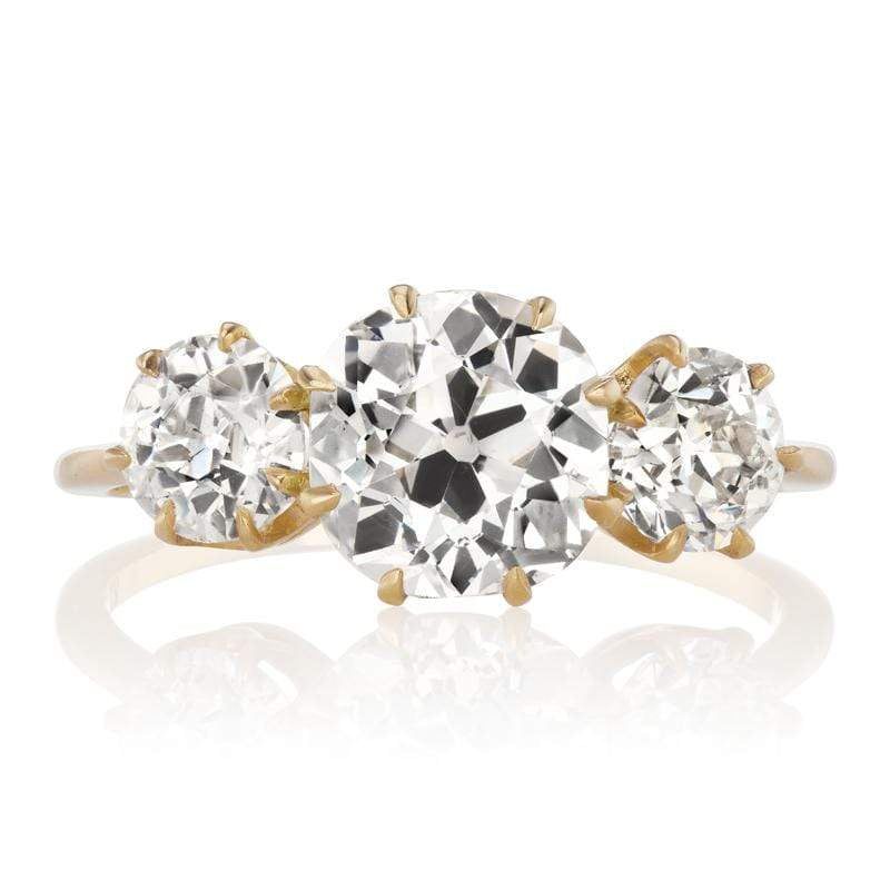 Low Profile Three Diamond Engagement Ring