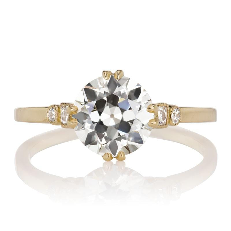 1.66 Carat Diamond - 4-double-prong 18 karat Yellow Gold