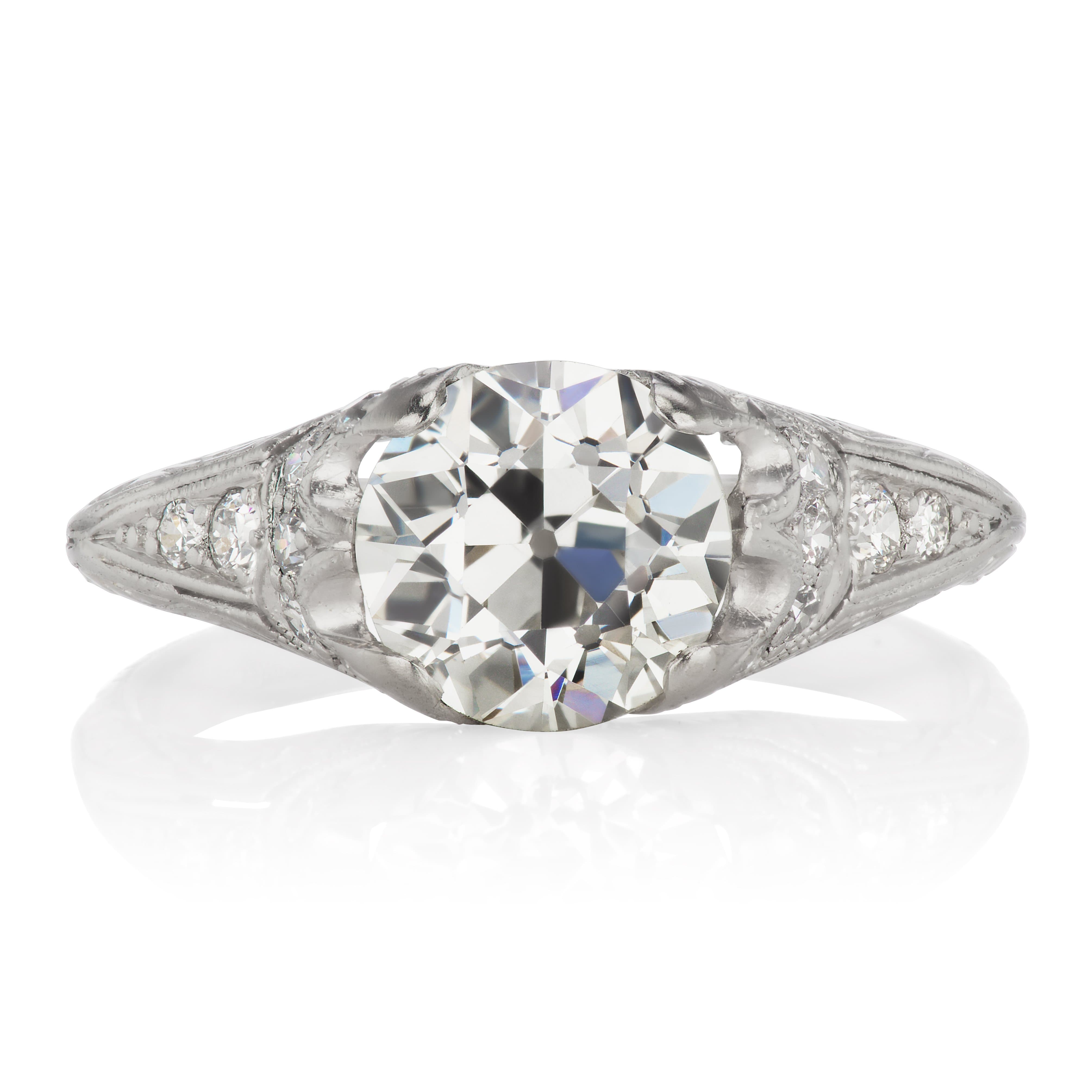 Platinum Diamond Art Deco Engagement Ring