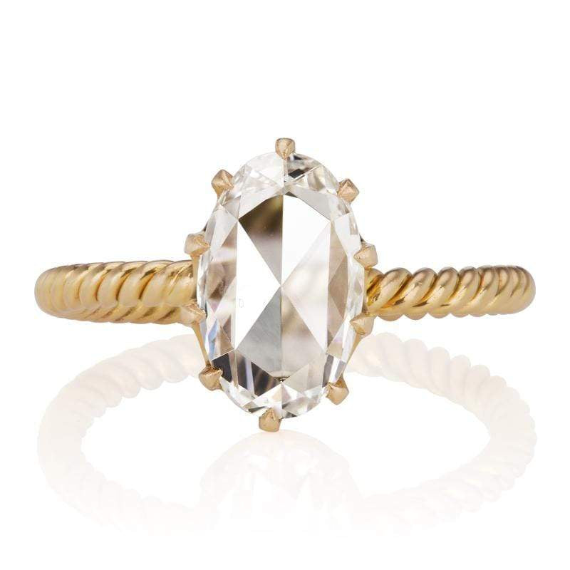 1.67 ct Oval Rose Cut Diamond Solitaire Engagement Ring