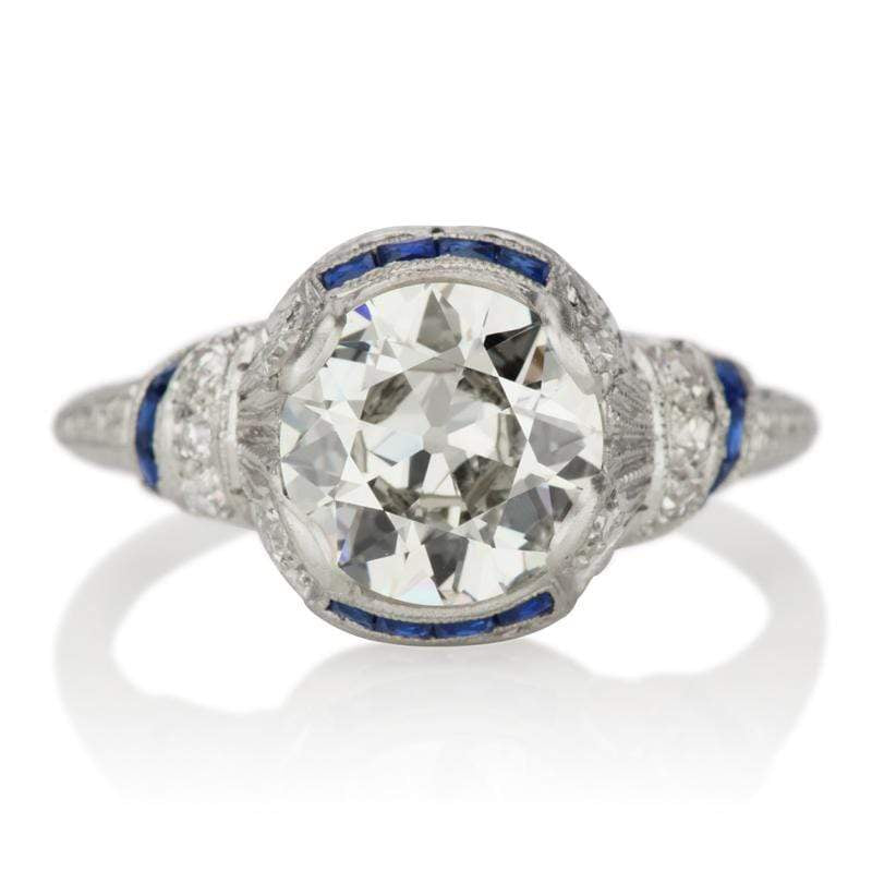 Art Deco Engagement Ring with Sapphires | V. Barboné Jewelry