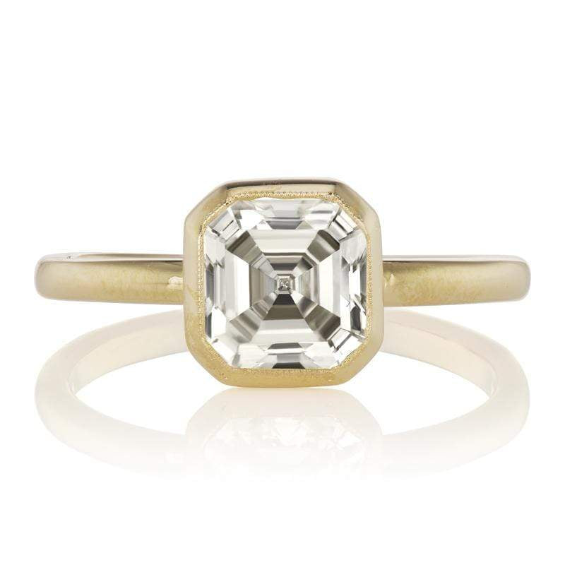 Bezel Set Asscher Cut Diamond Solitaire Engagement Ring