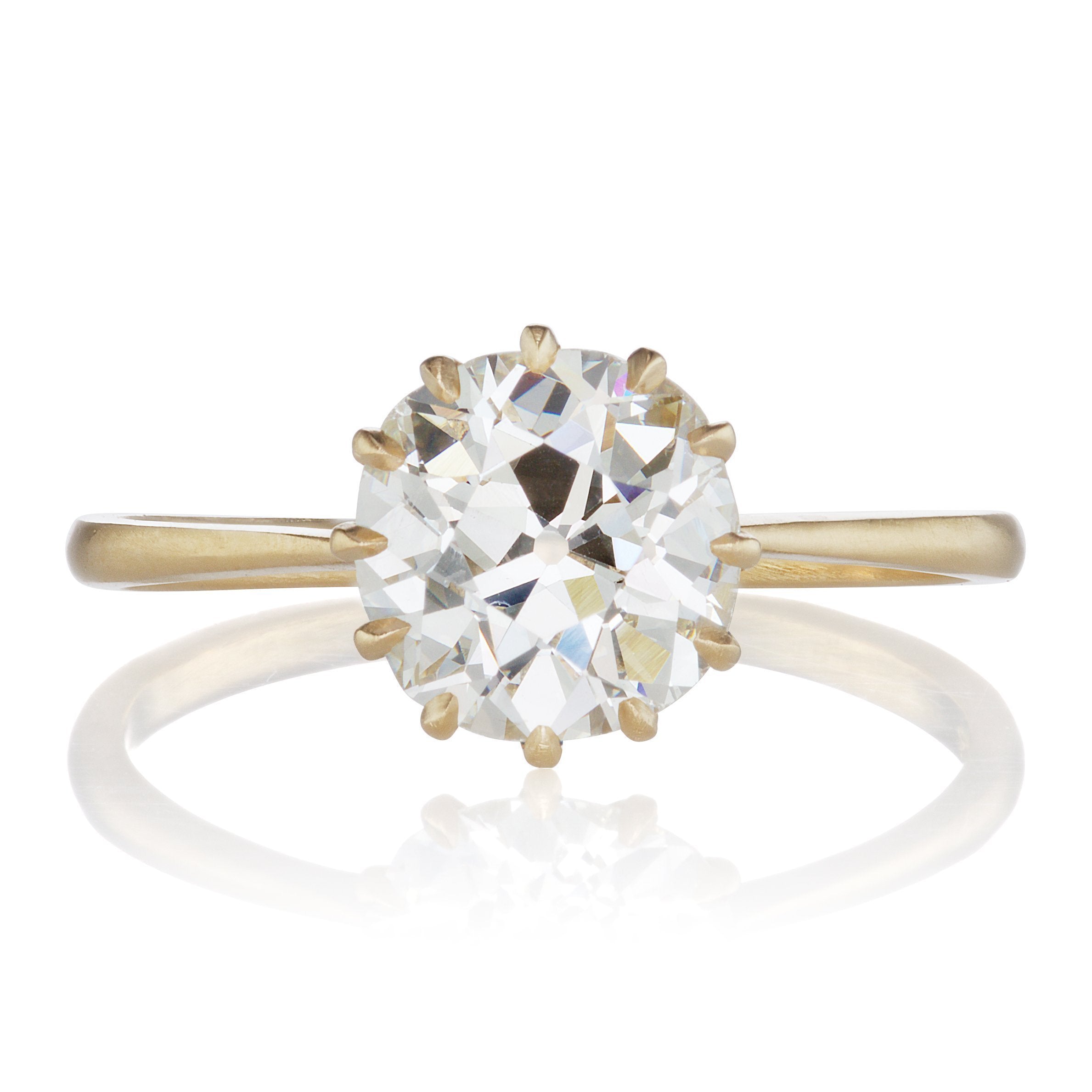 12 Prong Solitaire Engagement Ring - 18kt Yellow Gold | Victor Barbone