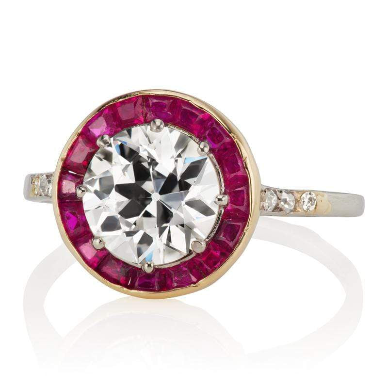 1.71ct old European cut diamond engagement ring