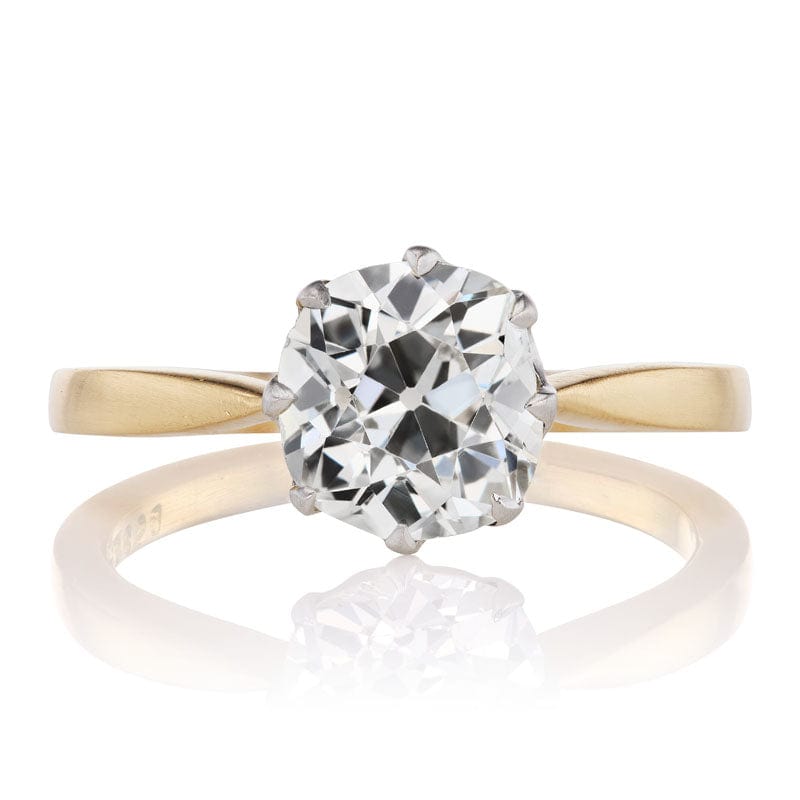 Old Mine Cut Vintage Engagement Ring in 8-prong Two-Tone Setting