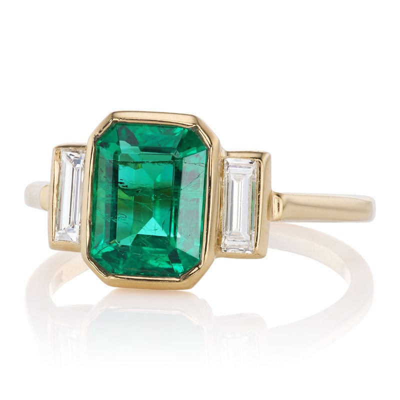 1.75ct Zambian Emerald diamond engagement ring with gemstone