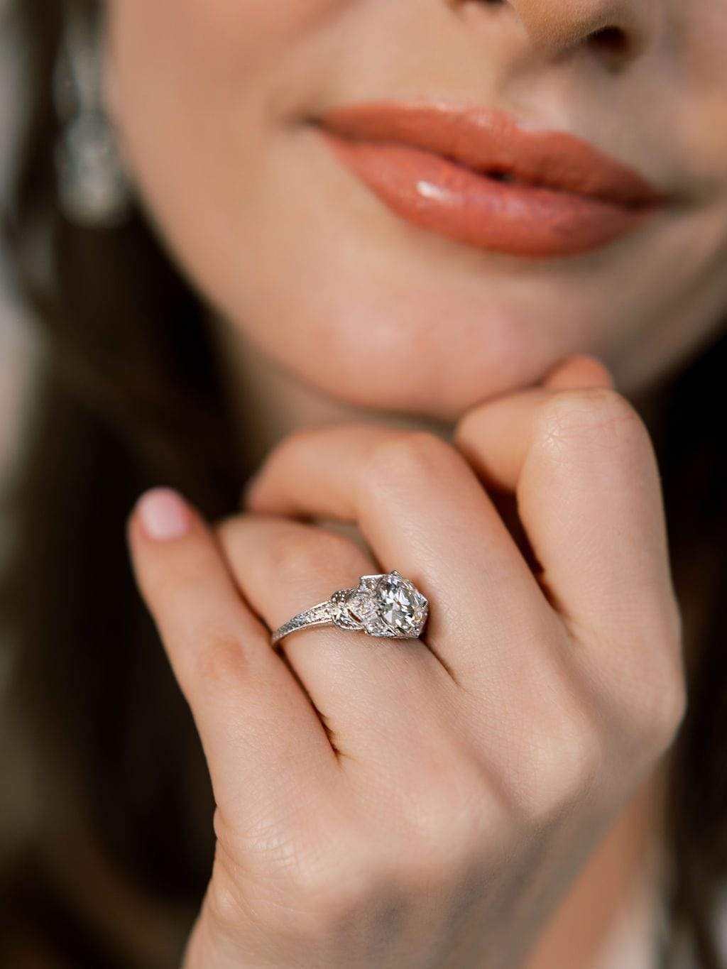 j-k-l color, si-i clarity diamond in platinum setting