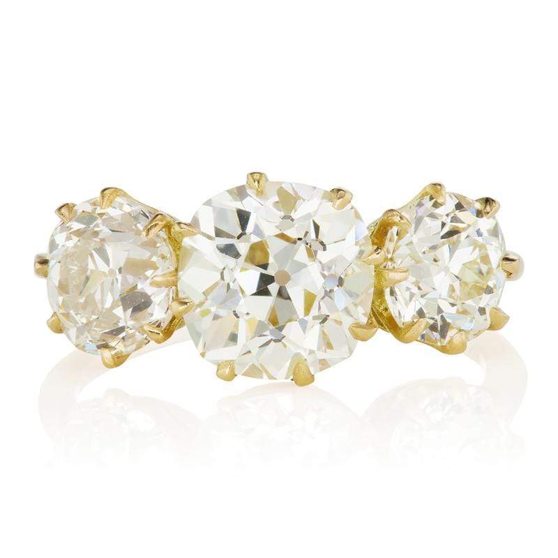 Classic Yellow Gold Three Stone Engagement Ring | Victor Barbone