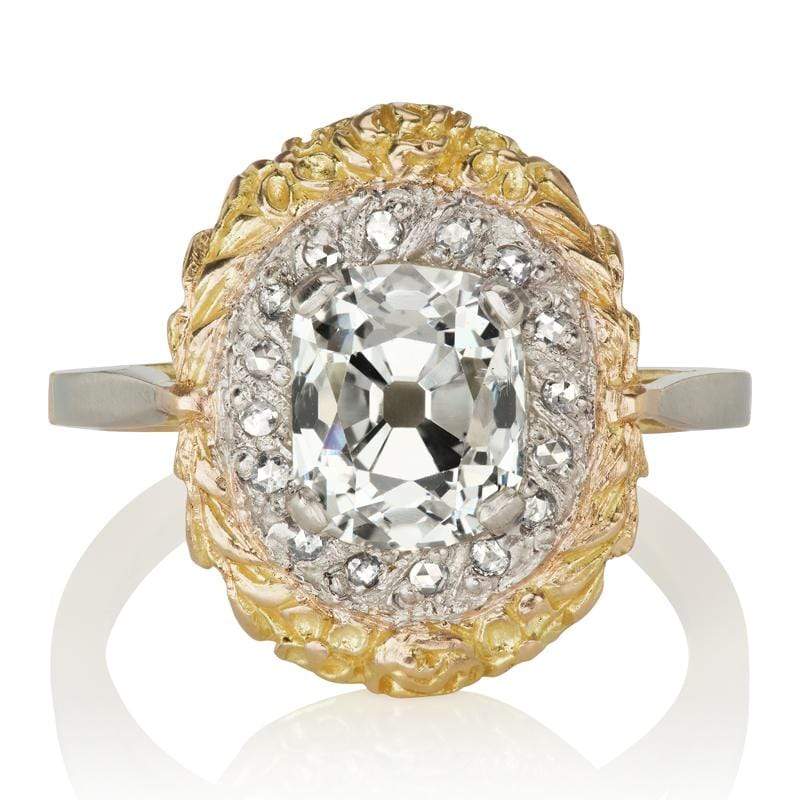 Two Tone Wreath & Diamond Halo Engagement Ring | Victor Barbone