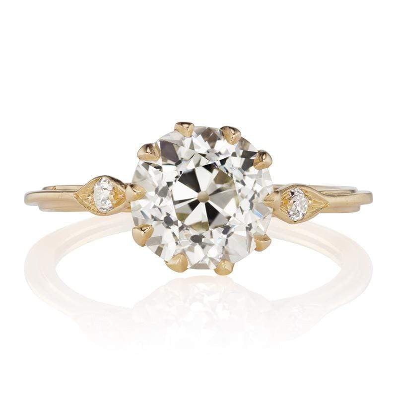 Old European Cut Diamond Engagement Ring with Side Stones