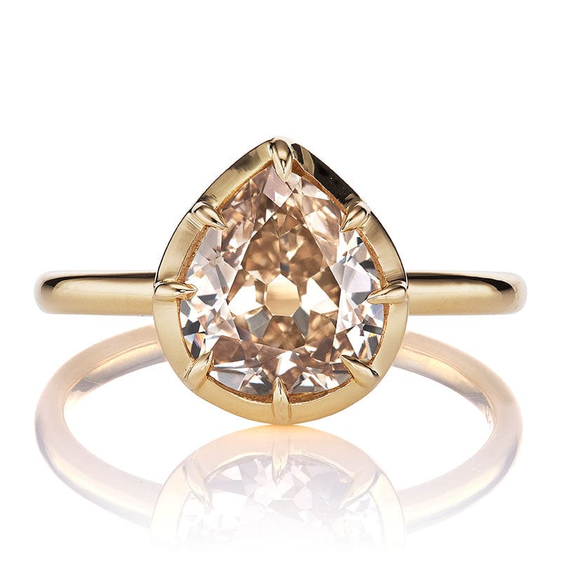 Champagne Antique Pear Cut Diamond Ring