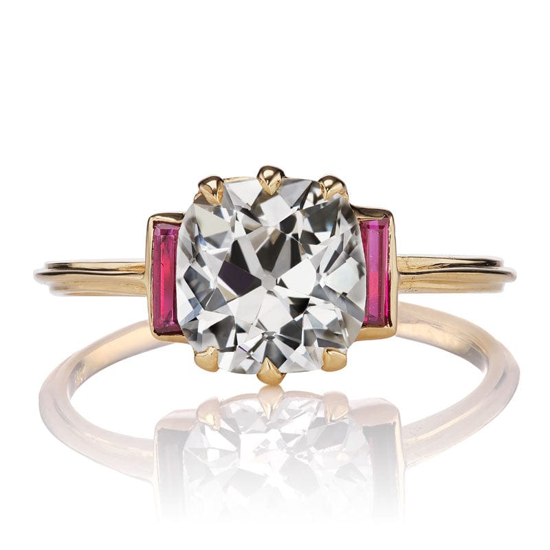 Old Mine Cut Diamond Ruby Baguettes