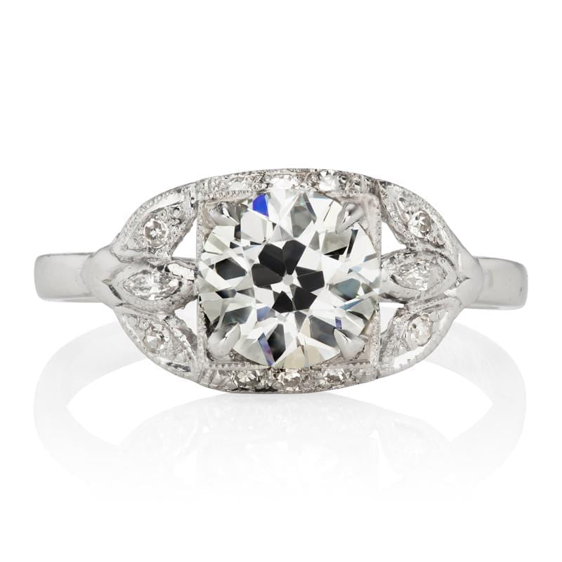 Art Deco Floral Diamond Engagement Ring