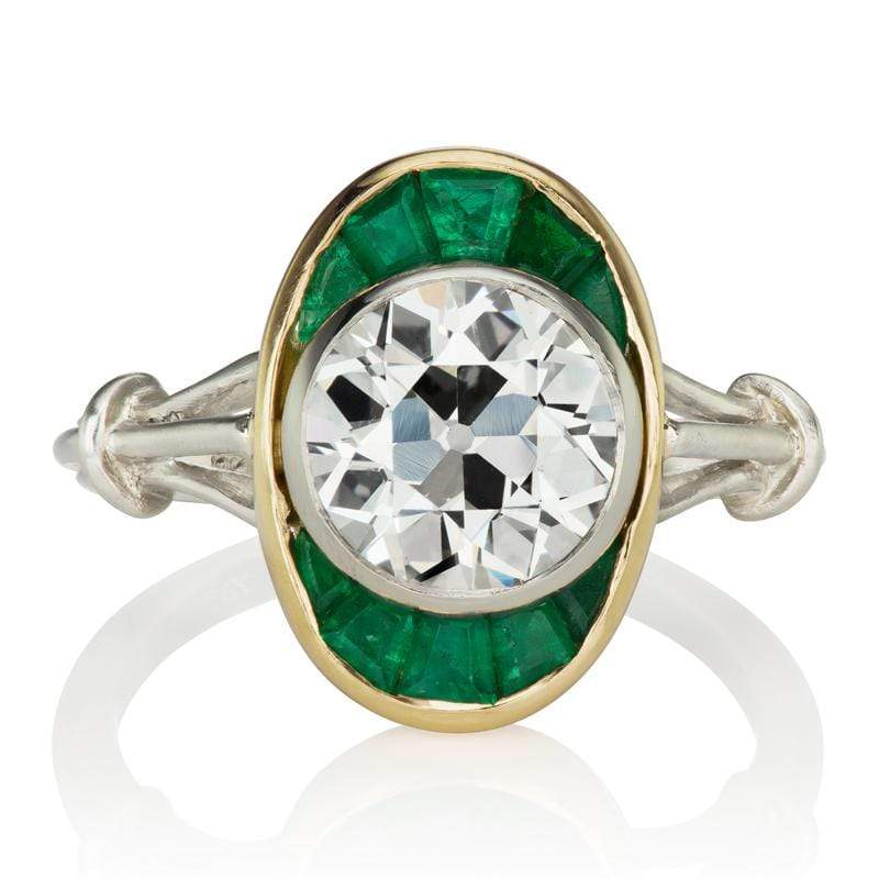 Bezel Set Diamond & Emerald Engagement Ring | Victor Barbone