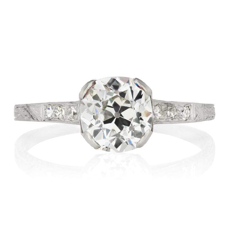 Platinum Diamond Engagement Ring With Engraved Band