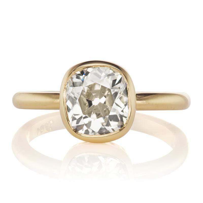 Bezel Set Old Mine Cut Diamond Solitaire Engagement Ring