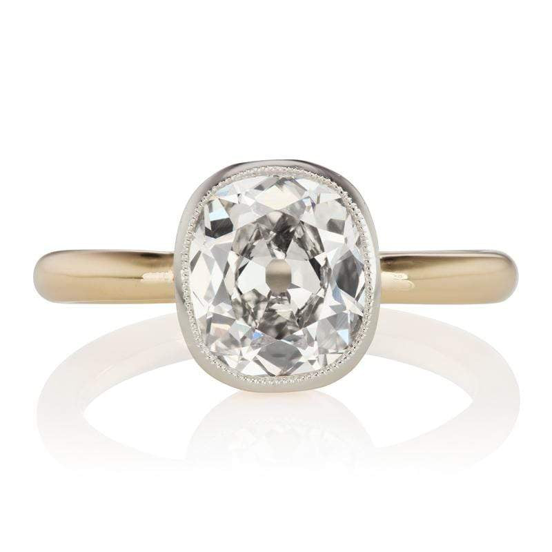 Platinum & Gold Bezel Set Engagement Ring | Victor Barboné Jewelry