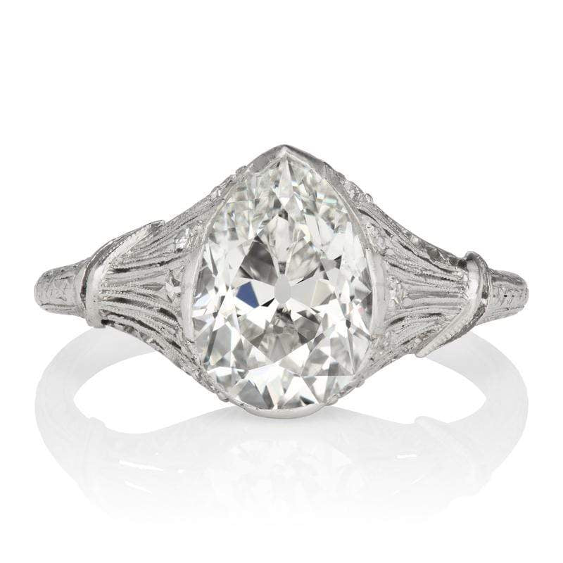 Unique Vintage Pear Diamond Engagement Ring
