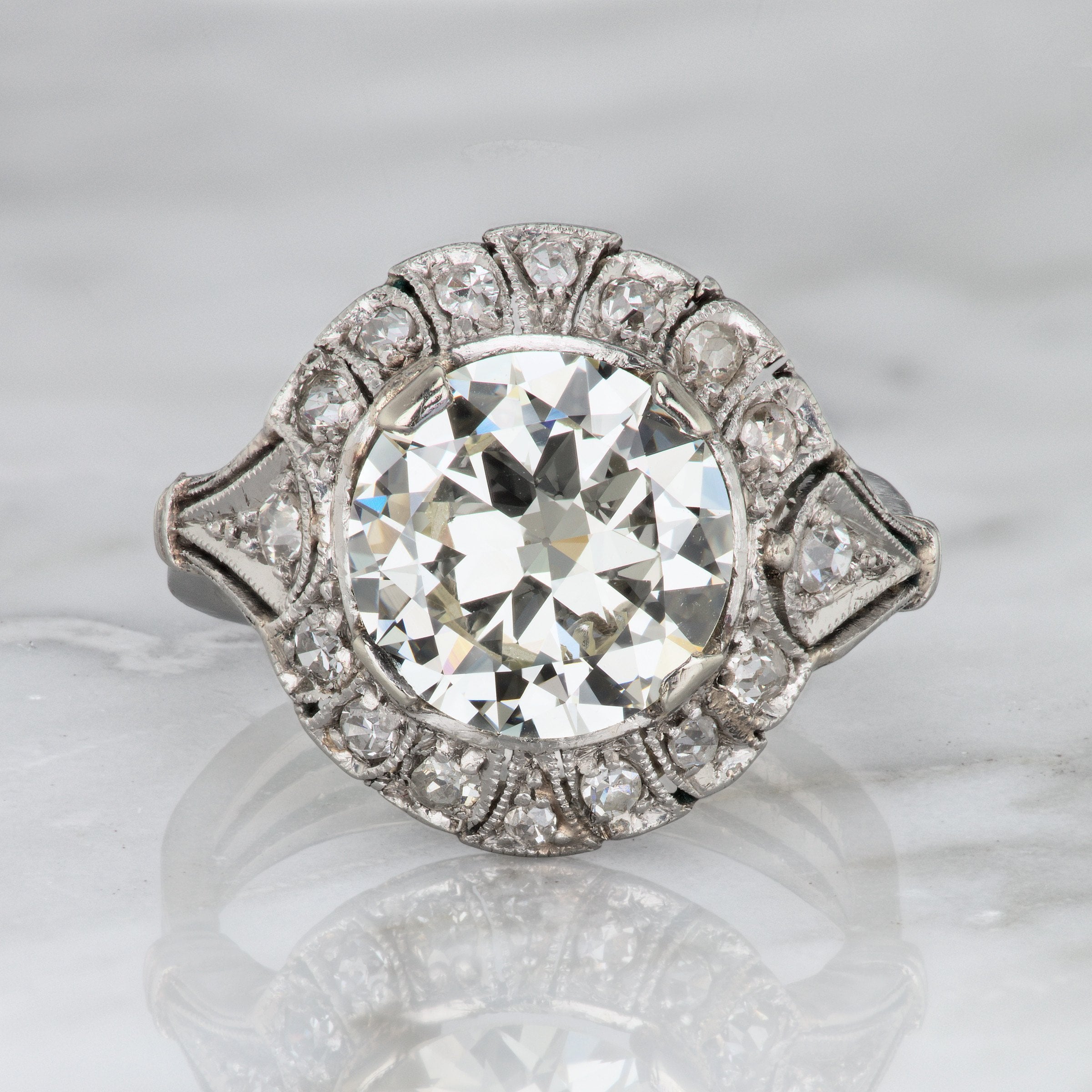 Vintage Halo Diamond Engagement Ring | Victor Barbone