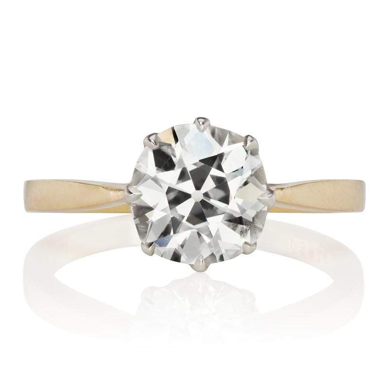 Antique Cushion Diamond Ring with Tapered Band | Victor Barboné Jewelry