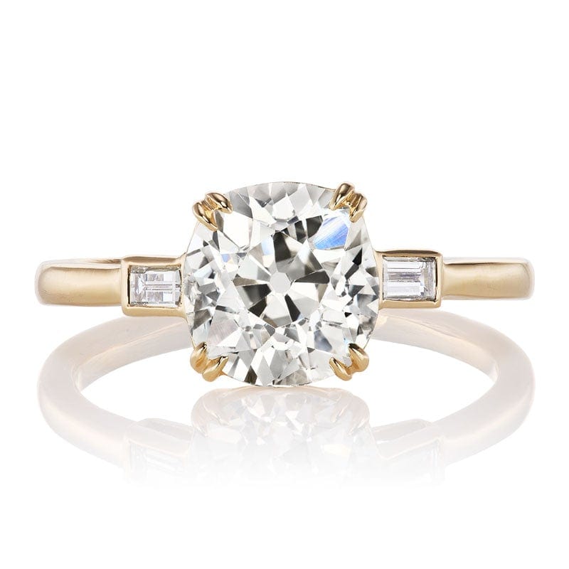 1.99 carat Old Mine Cut Engagement Ring Double Prong Setting