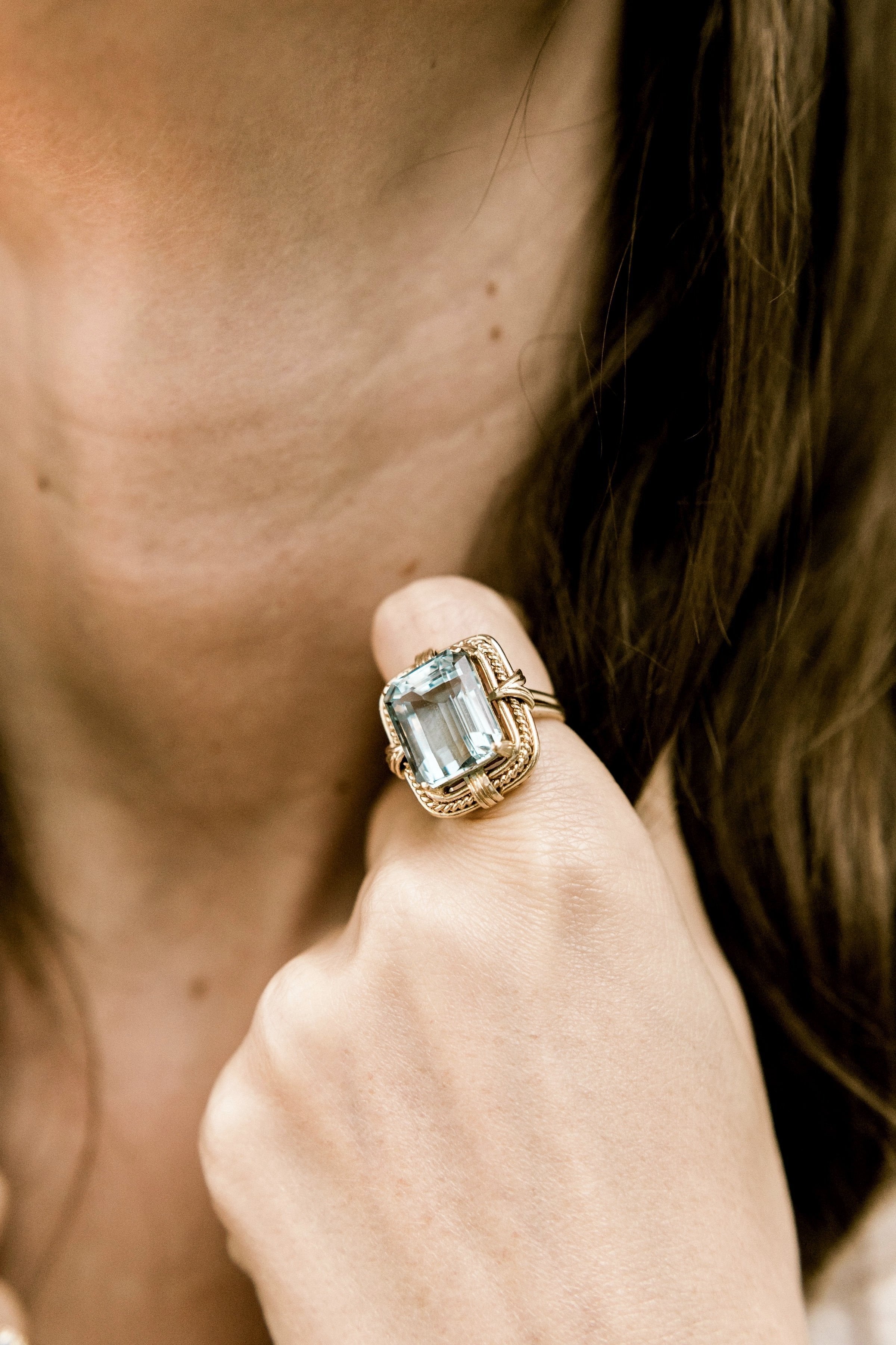 14.57ct Aquamarine Unique Aquamarine Engagement Ring