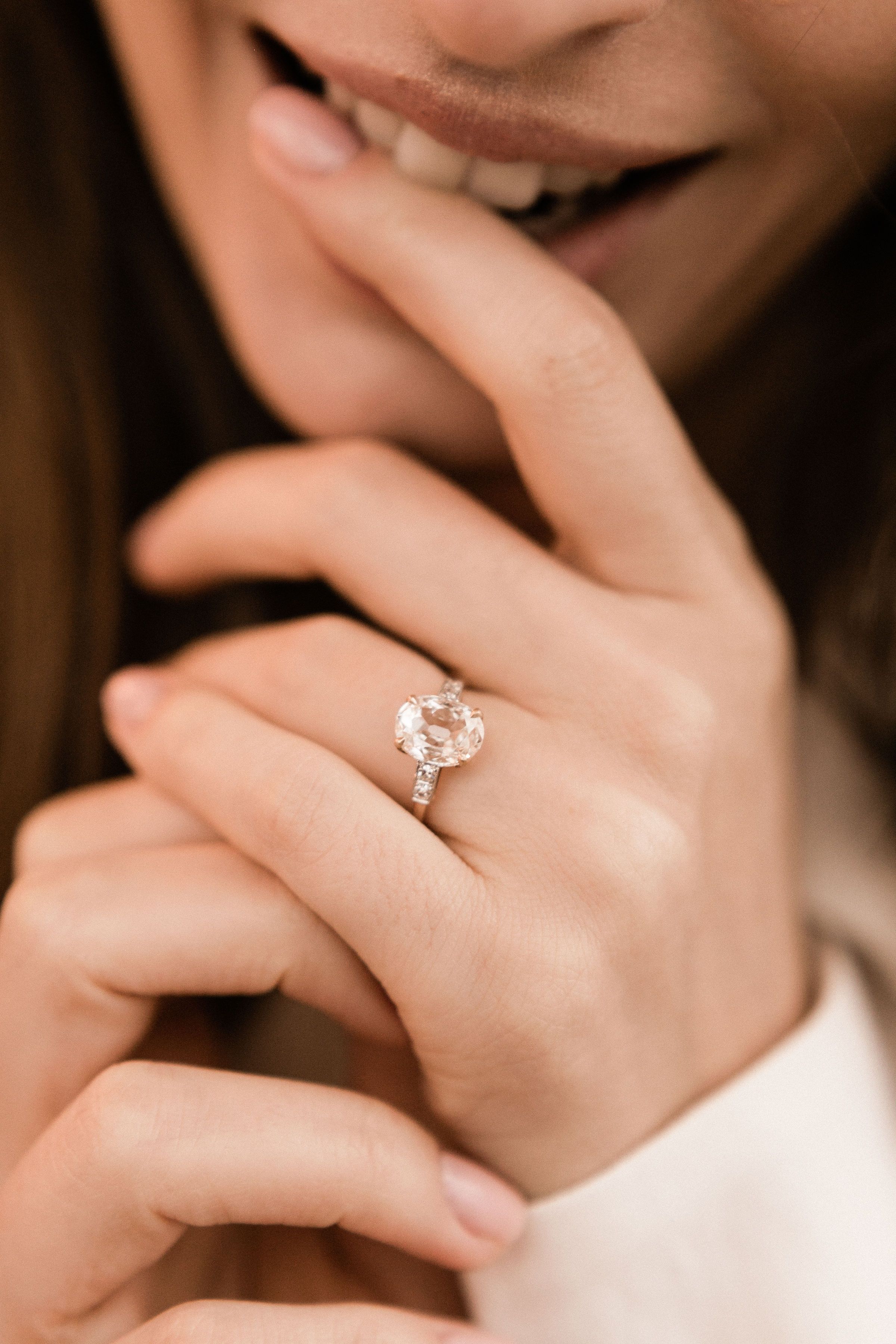 2.01 Oval cut diamond Two Tone Oval Diamond Engagement Ring