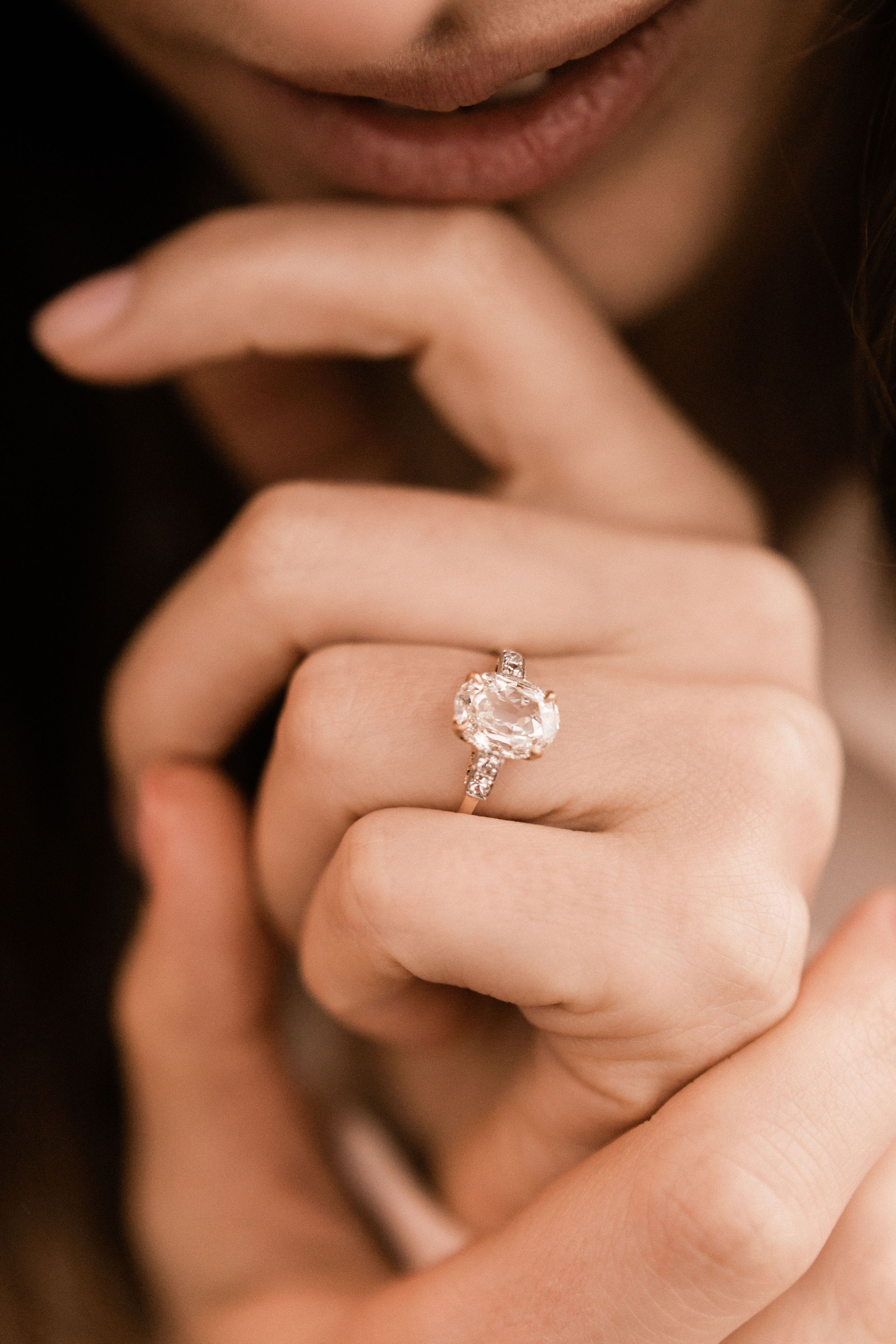 2.01 Oval cut diamond Two Tone Oval Diamond Engagement Ring