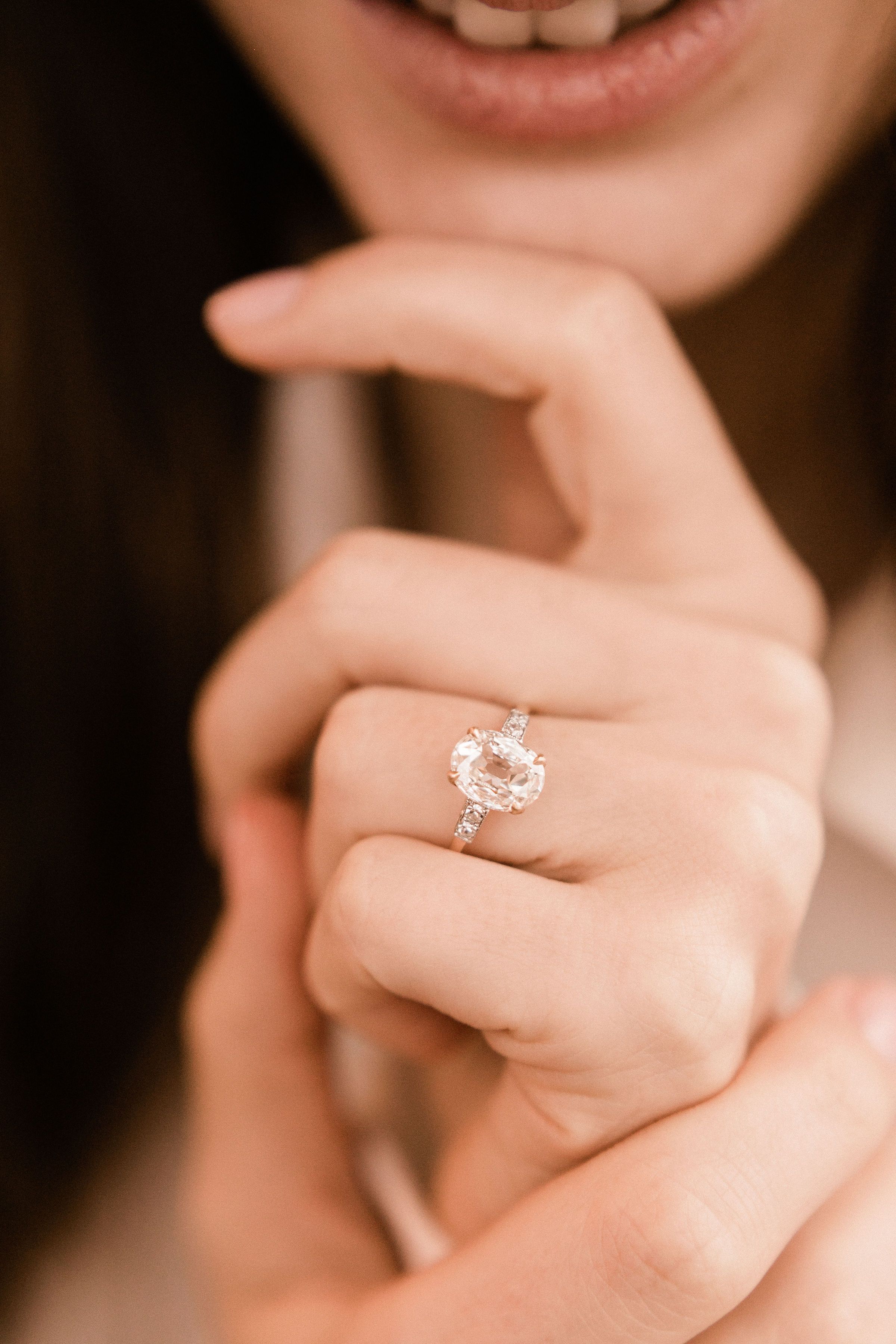 2.01 Oval cut diamond Two Tone Oval Diamond Engagement Ring