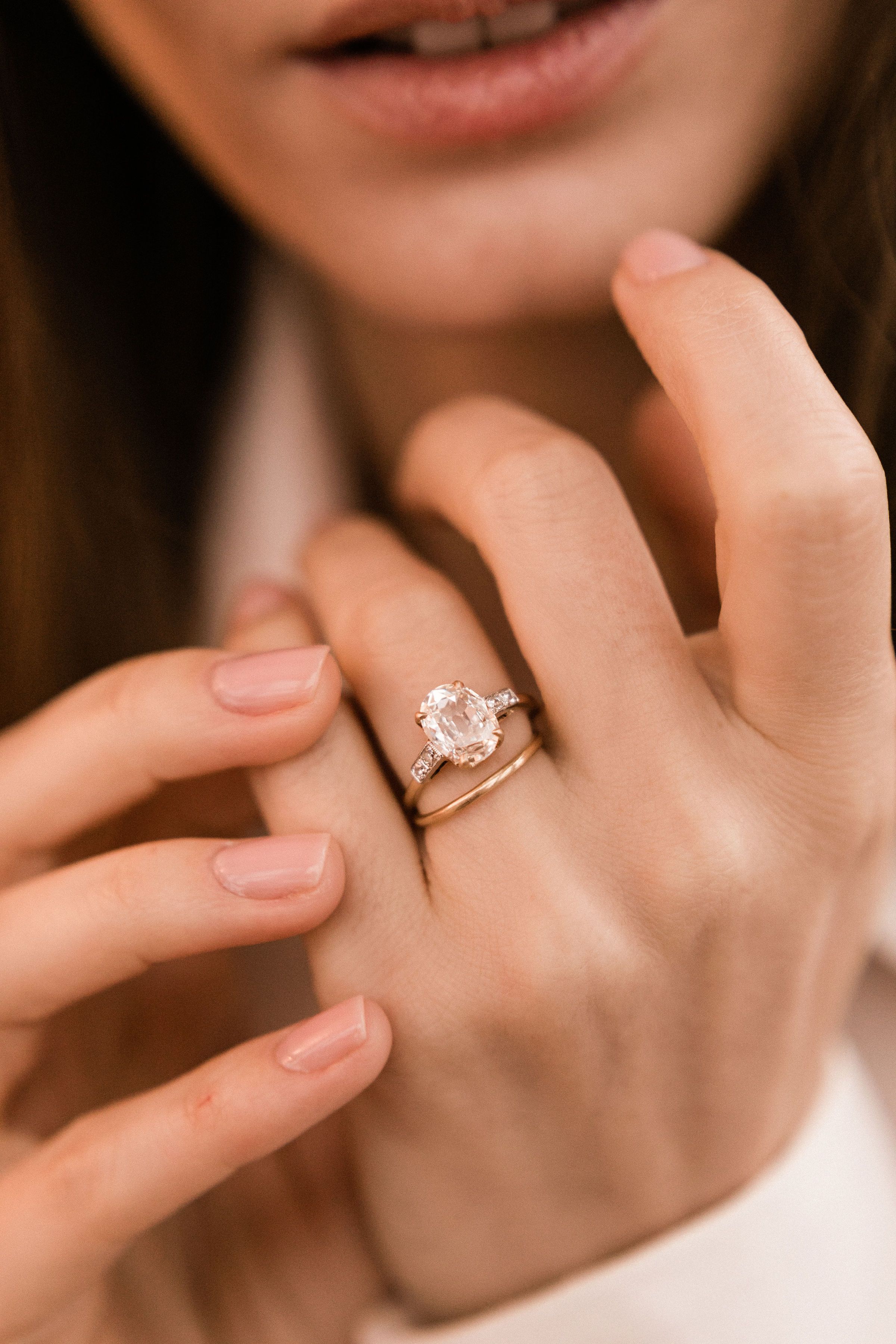 2.01 Oval cut diamond Two Tone Oval Diamond Engagement Ring