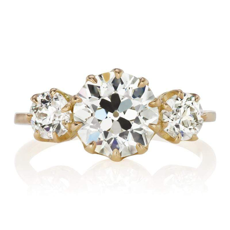 Stackable Yellow Gold Three Diamond Engagement Ring | Victor Barbone