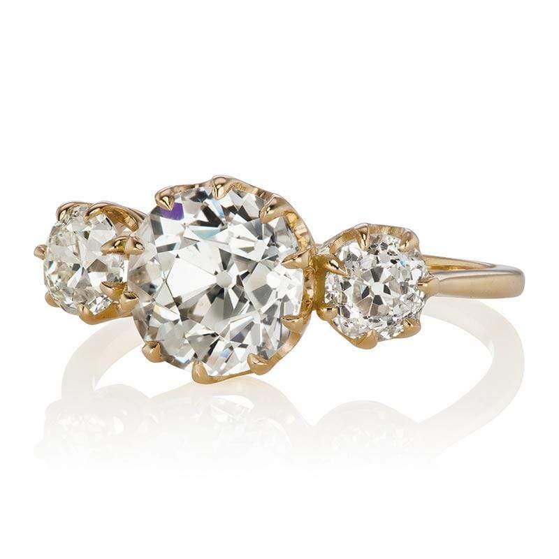 2.03ct old mine cut diamond engagement ring