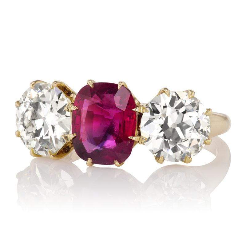 2.05ct no-heat Burmese Ruby and diamond ring engagement ring