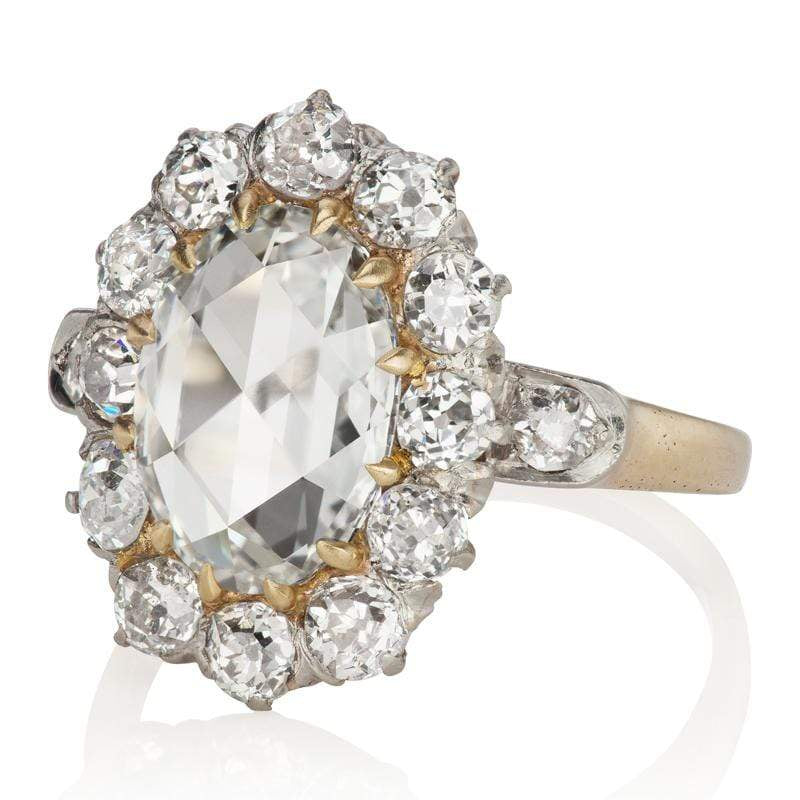 2.05ct Oval Rose cut diamond diamond engagement ring