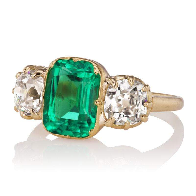 2.09ct Columbian Emerald diamond engagement ring with gemstone