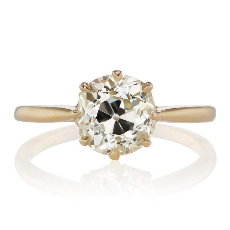 2 Carat Old Mine Cut Diamond Solitaire Engagement Ring