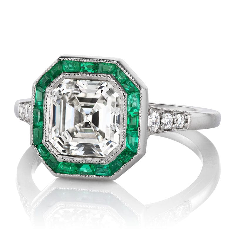 2.11ct asscher cut diamond diamond with gemstone