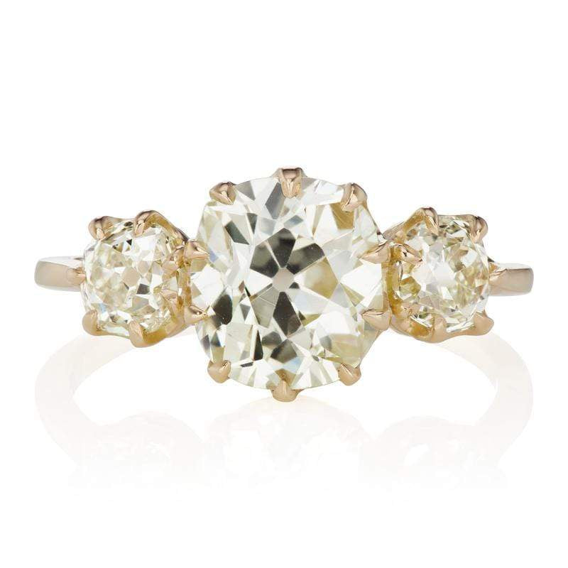 Three Stone Engagement Ring with Thin Band