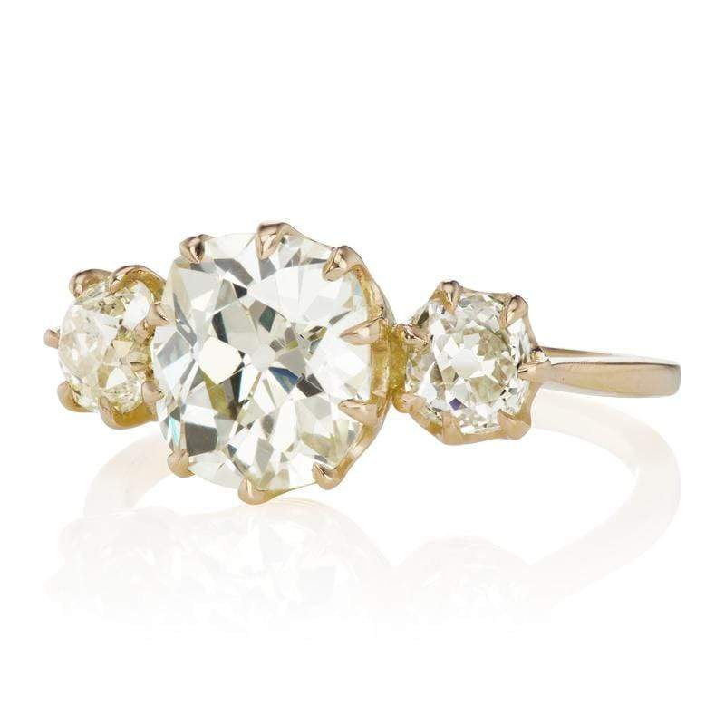 2.11ct old mine cut diamond diamond engagement ring