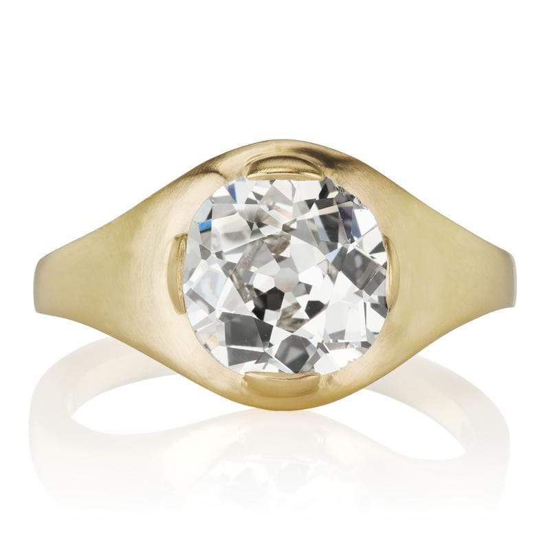 Low Profile Solitaire Engagement Ring with Thick Band