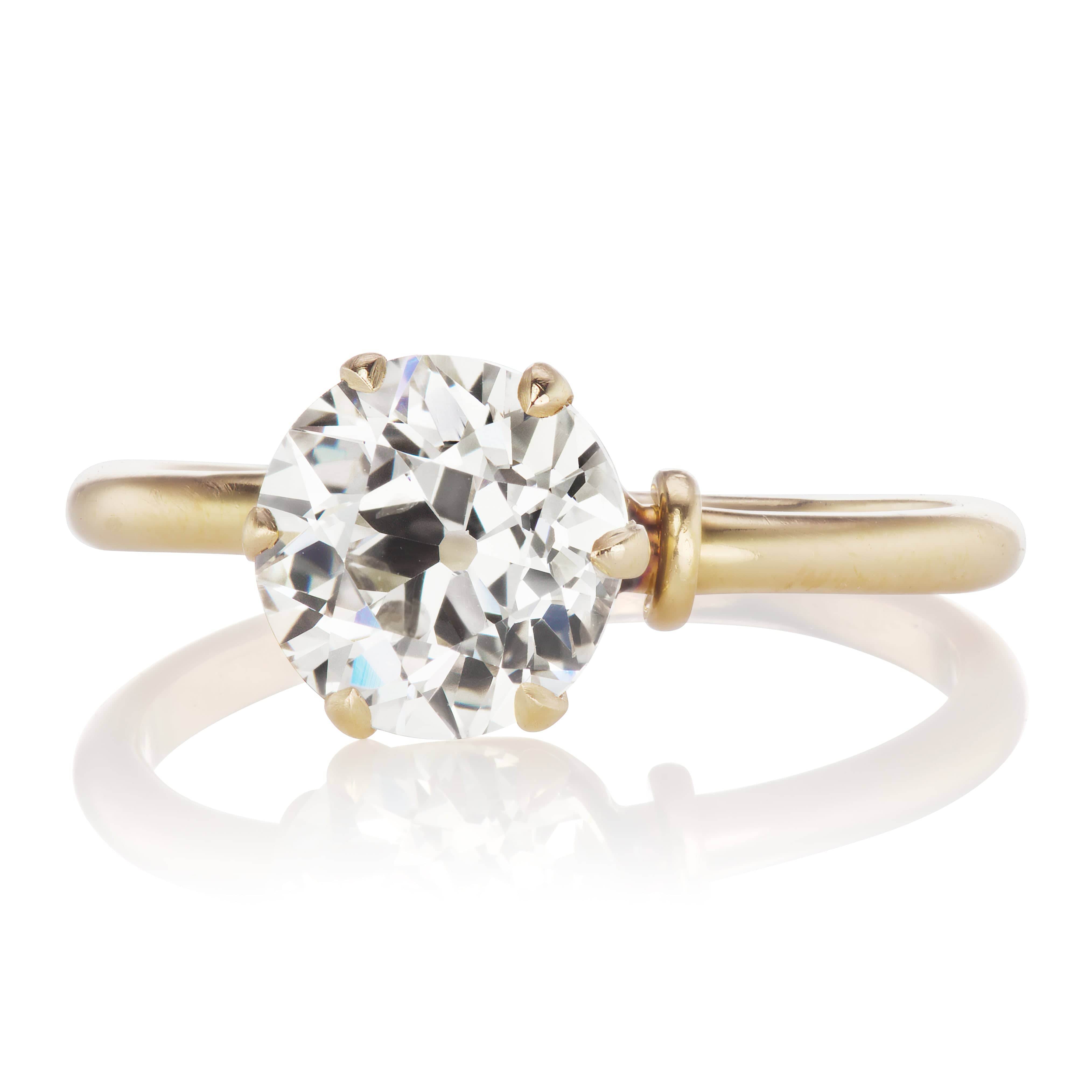 2.12ct old European cut diamond diamond engagement ring