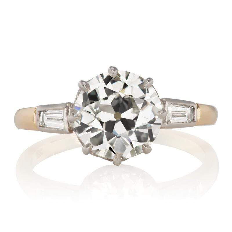 Old European Cut Diamond Engagement Ring with Baguettes